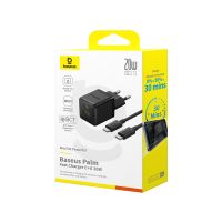 Адаптер питания Baseus Palm C+U 20W EU Black( в комлпекте кабель Type-c) (P10111608113-01)