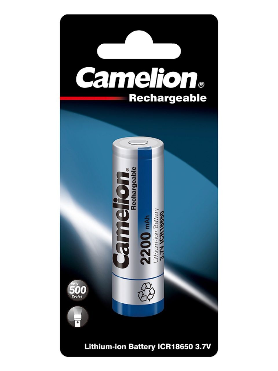 Аккумулятор CAMELION Lithium ICR18650F-22-BP 2200 mAh 1 шт. в блистере
