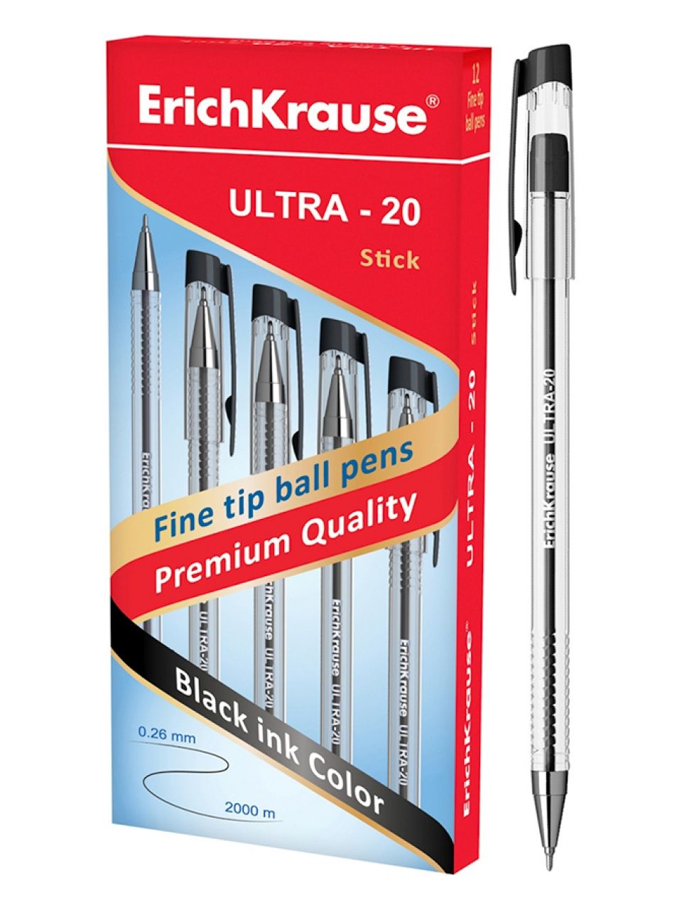 Ручка шариковая ErichKrause® ULTRA-20, цвет чернил черный