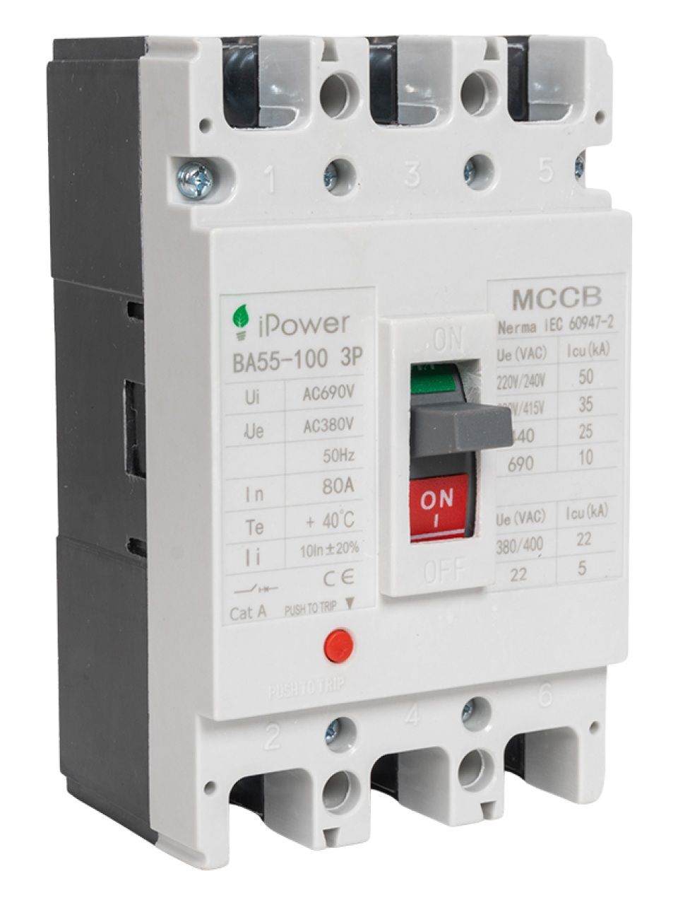 Автоматический выключатель iPower ВА55-100 3P 80A