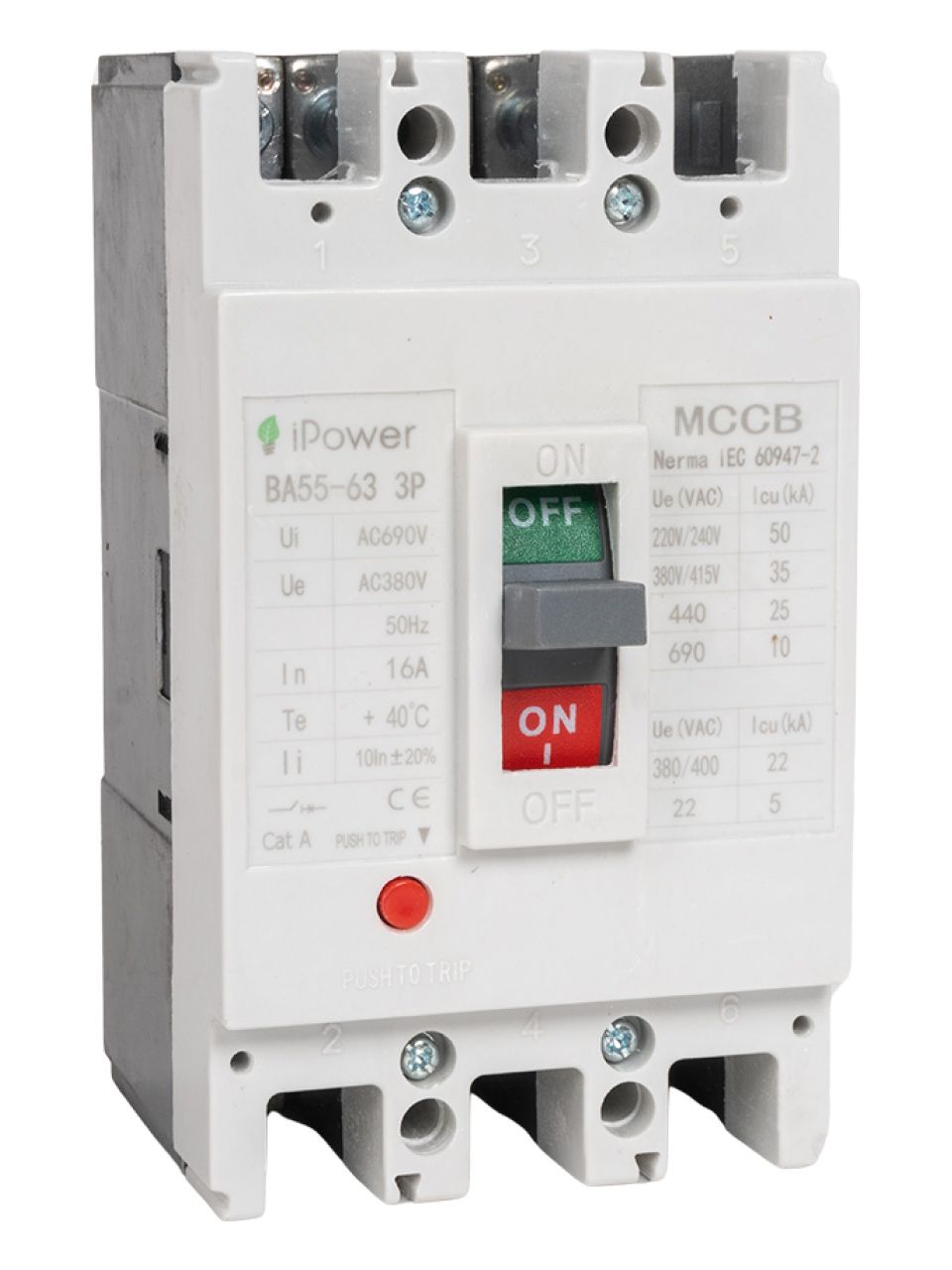 Автоматический выключатель iPower ВА55-63 3P 16A