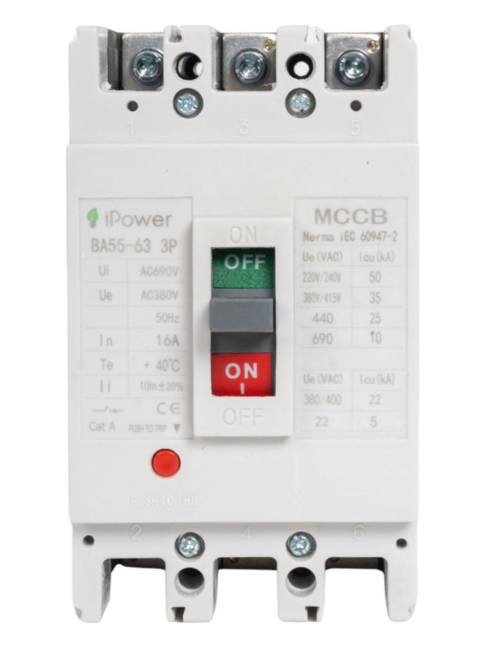 Автоматический выключатель iPower ВА55-63 3P 16A