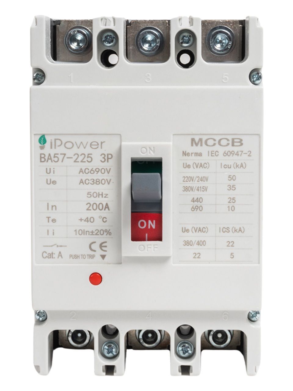 Автоматический выключатель iPower ВА57-225 3P 200A