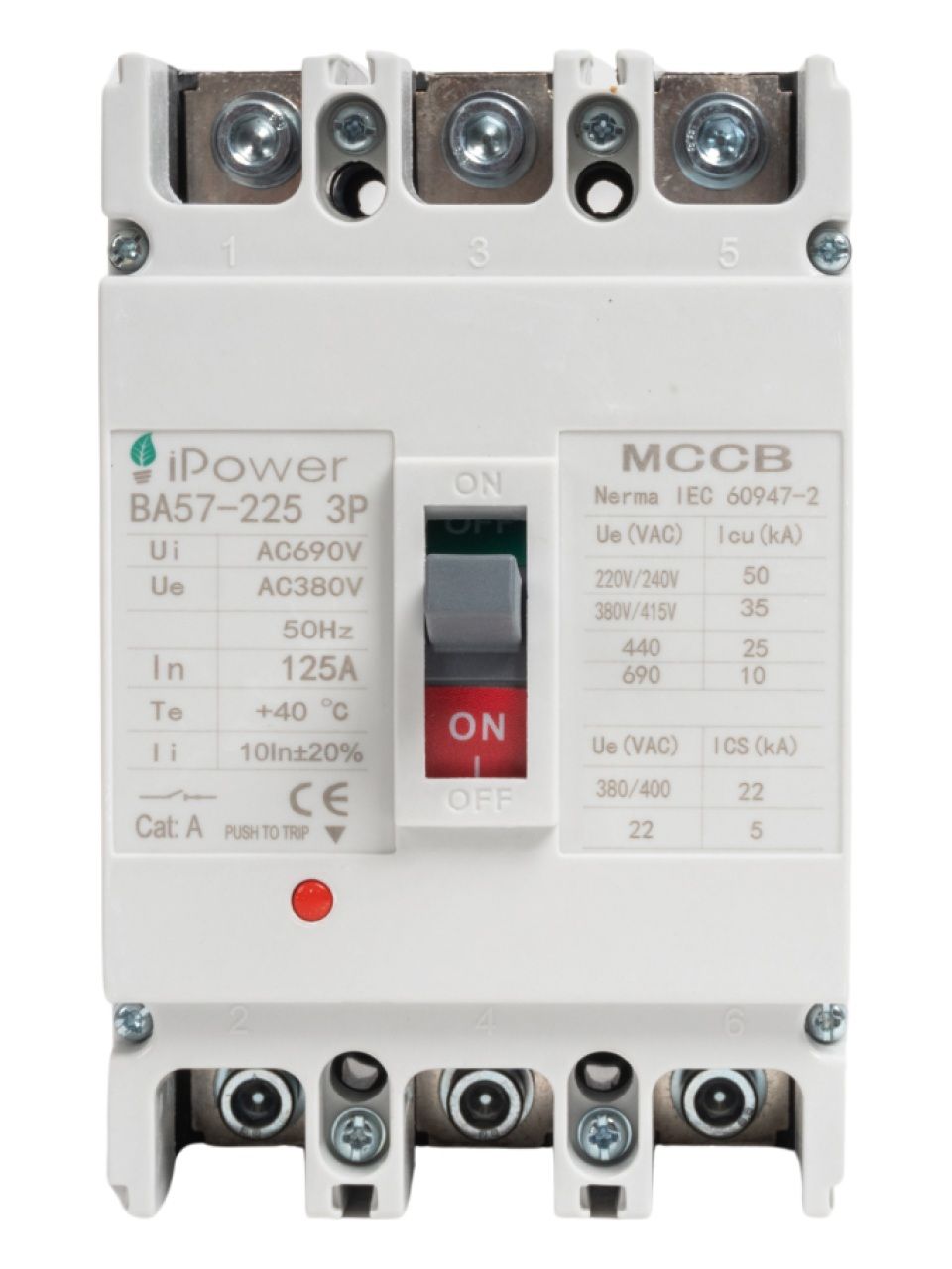 Автоматический выключатель iPower ВА57-225 3P 125A