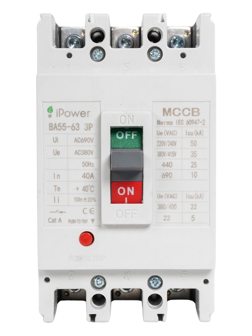 Автоматический выключатель iPower ВА55-63 3P 40A