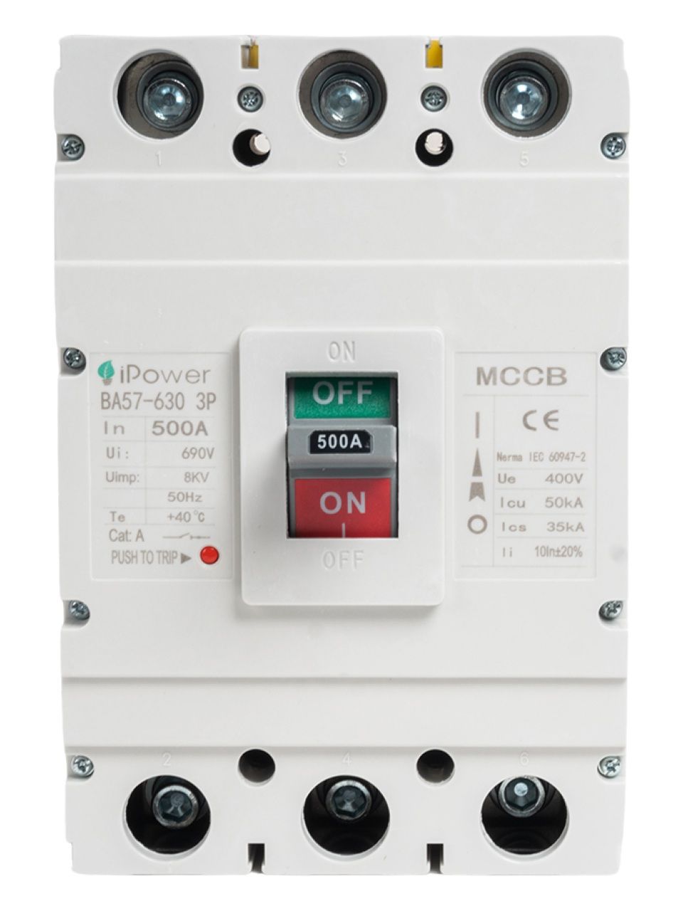 Автоматический выключатель iPower ВА57-630 3P 500A