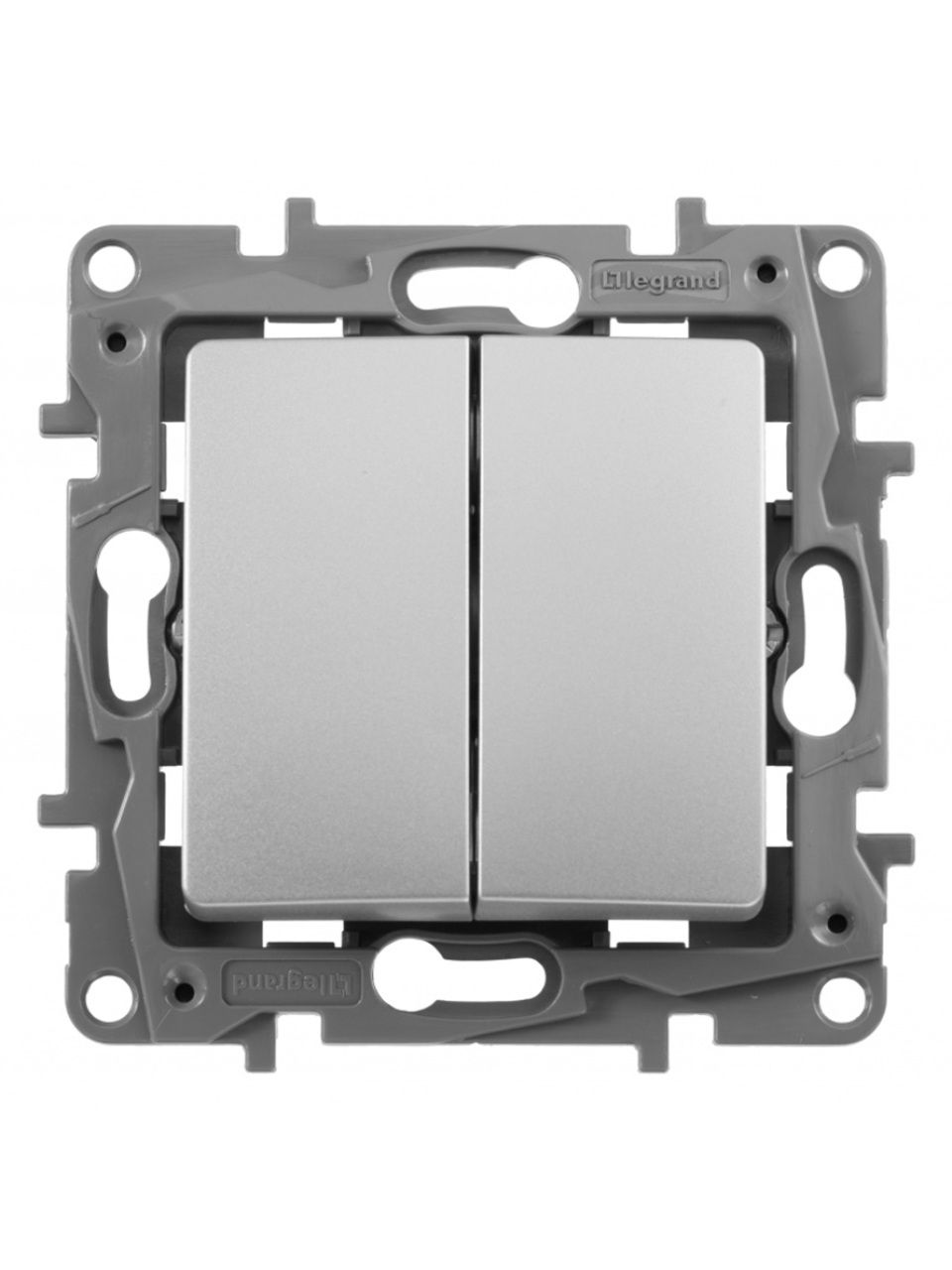 Выключатель двухклавишный Legrand 672402 Etika 10 A 250 В алюминий