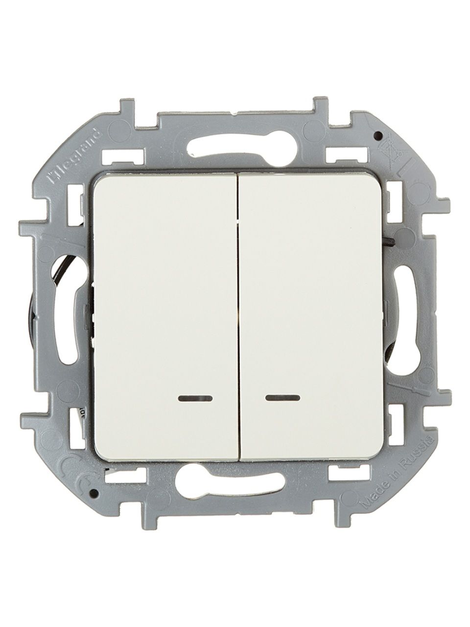 Выключатель двухклавишный с подсветкой Legrand 673631 Inspiria с/у слоновая кость
