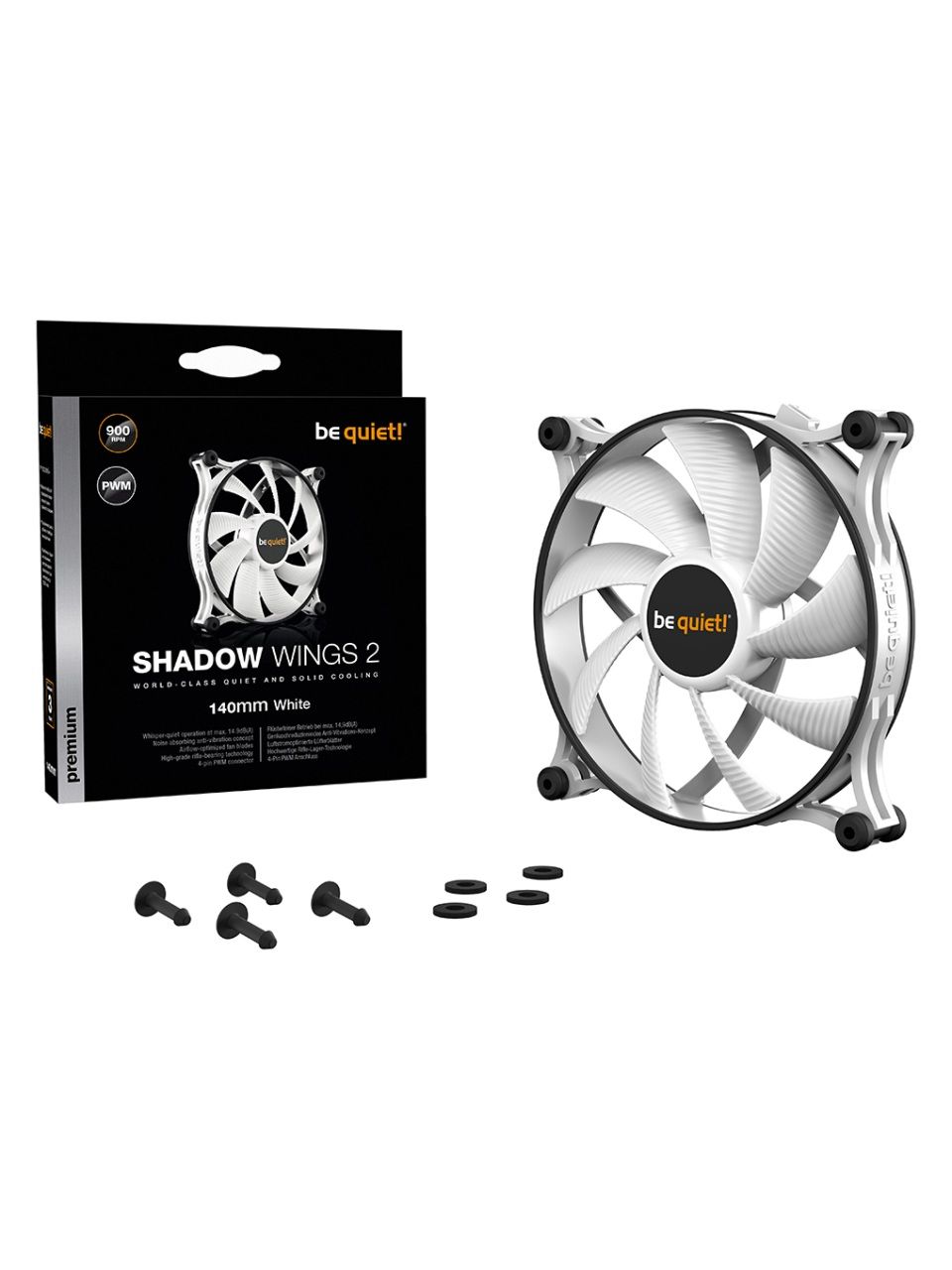 Вентилятор для компьютерного корпуса Bequiet! Shadow Wings 2 140mm PWM White