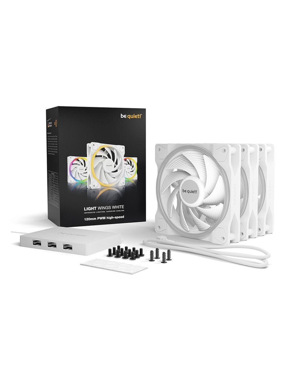 Вентилятор для компьютерного корпуса Bequiet! Light Wings 120mm PWM high-speed Triple-Pack White