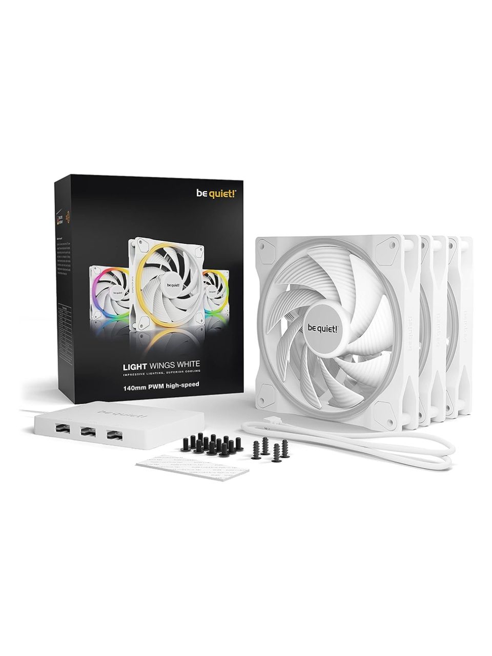Вентилятор для компьютерного корпуса Bequiet! Light Wings 140mm PWM high-speed Triple-Pack White