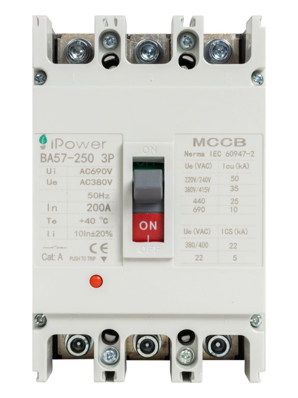 Автоматический выключатель iPower ВА57-250 3P 200A