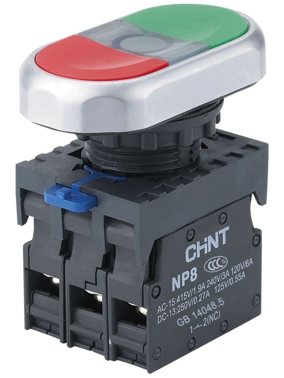 Двойная кнопка CHINT NP8-11SD 1НО+1НЗ красная AC110В-220В(LED) IP65