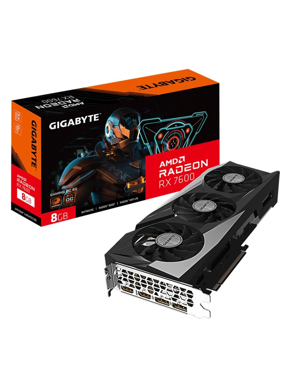 Видеокарта Gigabyte (GV-R76GAMING OC-8GD) Radeon RX 7600 GAMING OC 8G