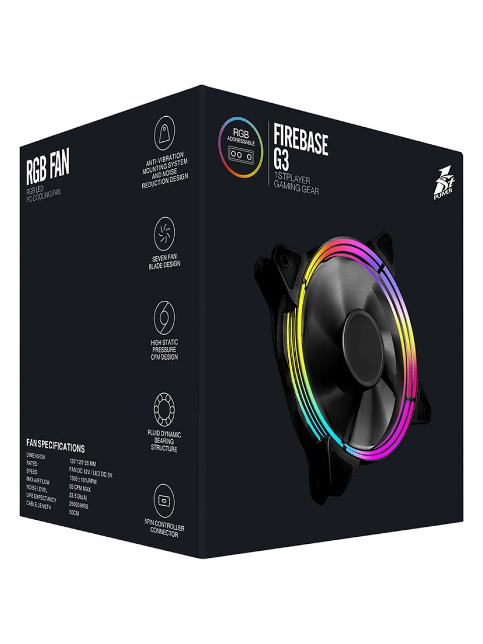 Комплект кулеров для компьютерного корпуса 1STPLAYER FIREBASE G-3 COMBO 3в1