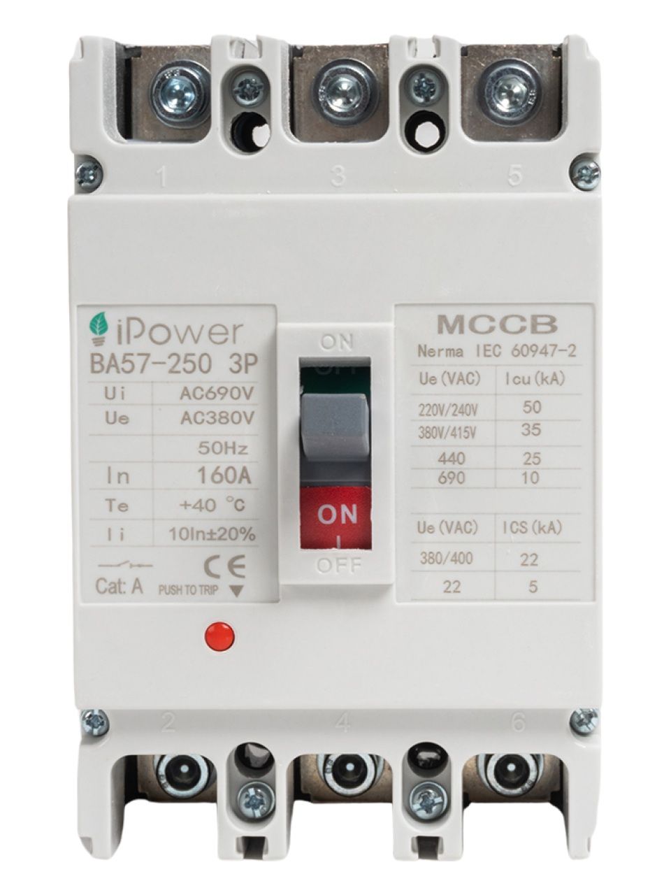 Автоматический выключатель iPower ВА57-250 3P 160A