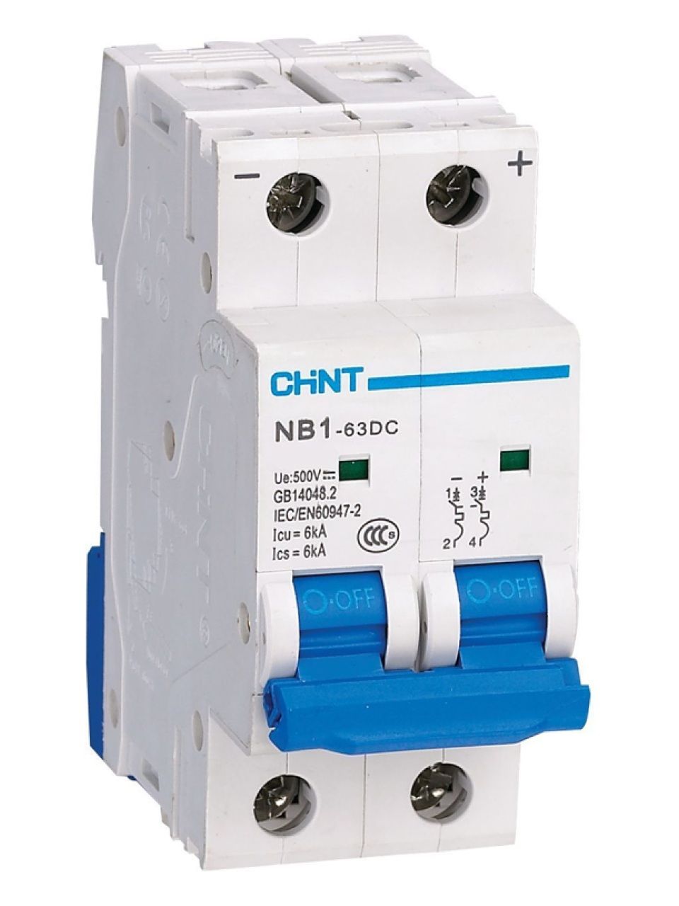 Автоматический выключатель CHINT NB1-63DC 2P 16A DC500B 6kA