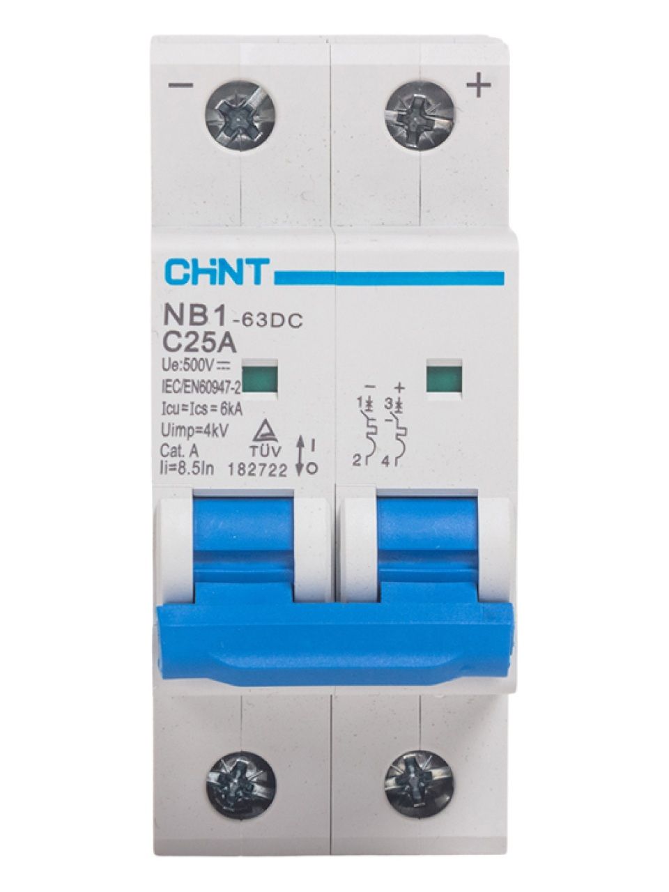 Автоматический выключатель CHINT NB1-63DC 2P 6A DC500B 6kA