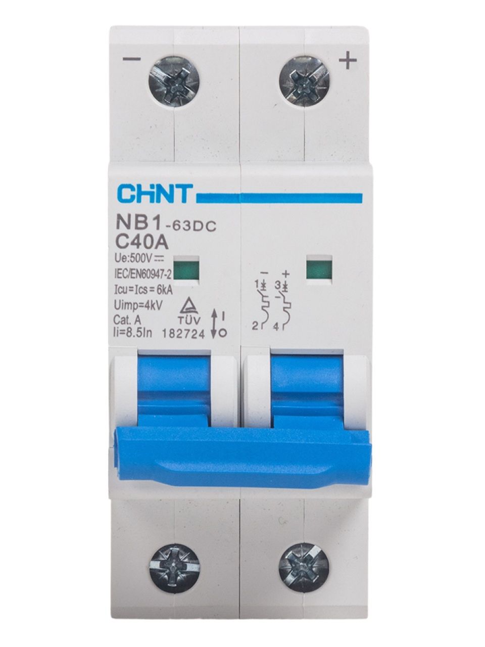 Автоматический выключатель CHINT NB1-63DC 2P 40A DC500B 6kA