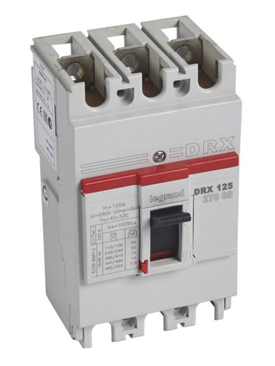 Автоматический выключатель Legrand 27008 3П 100A DRX125 10kA термомагнитный