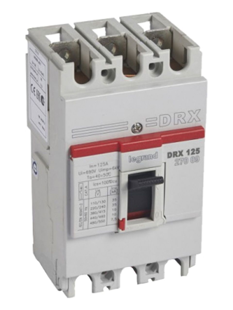 Автоматический выключатель Legrand 27009 3П 125A DRX125 10kA термомагнитный