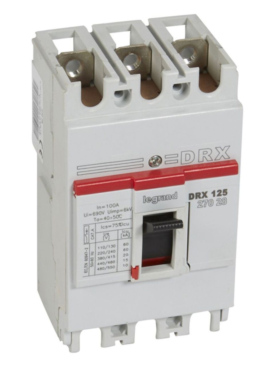 Автоматический выключатель Legrand 27028 3П 100A DRX125 20kA термомагнитный