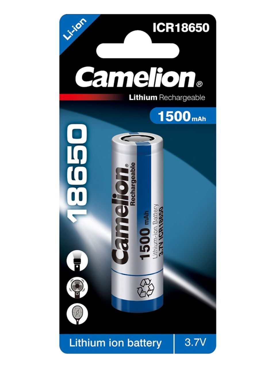 Аккумулятор CAMELION Lithium ICR18650-1500 1500 mAh 1 шт. в блистере