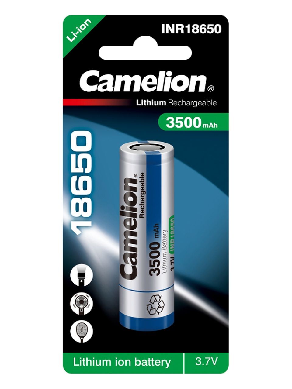 Аккумулятор CAMELION Lithium ICR18650-3500, 3500 mAh 1 шт. в блистере