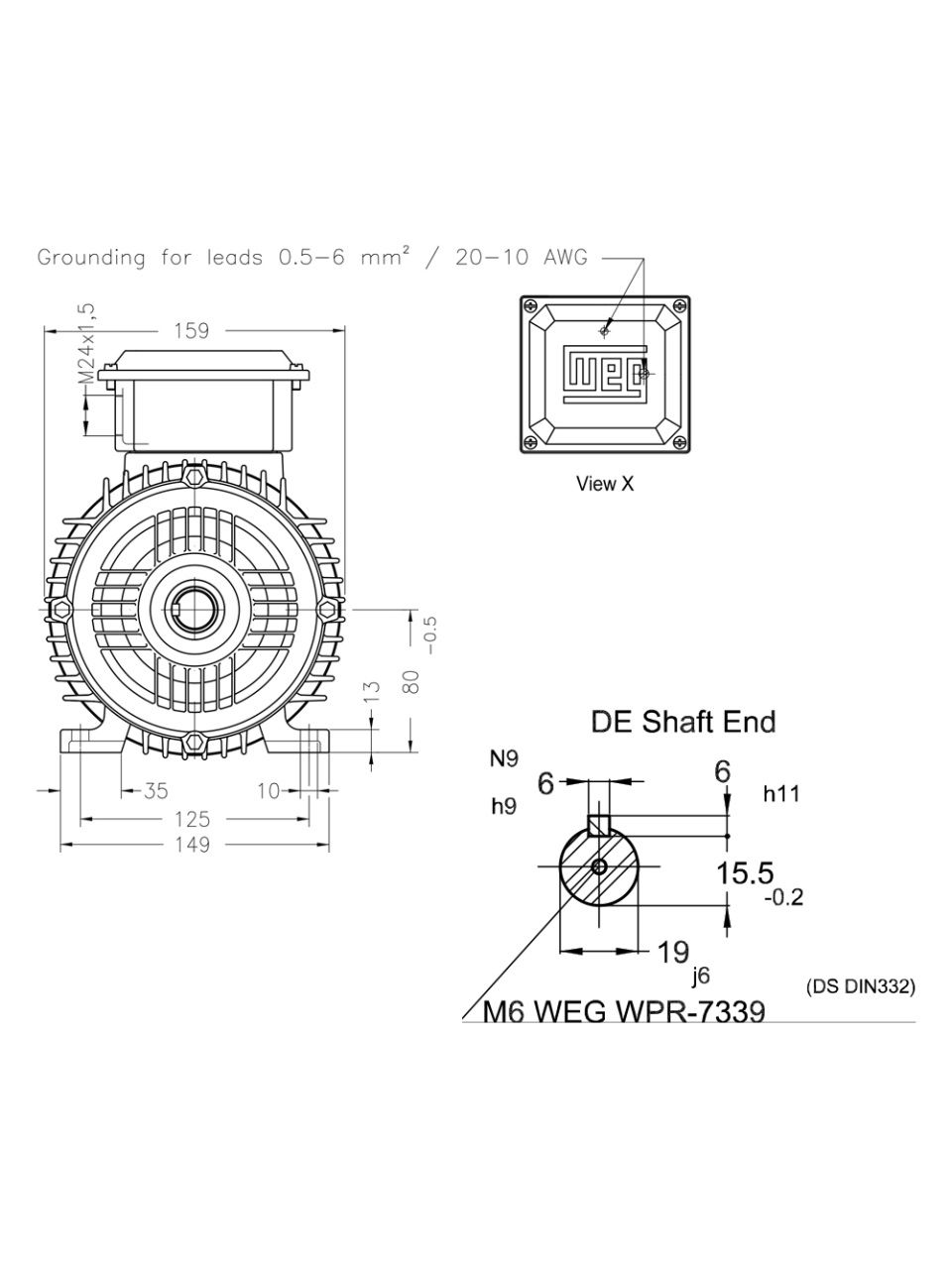 Асинхронный электродвигатель WEG 16803815 AM W20 -80 1.1 кВт 2P B3T 220-460 В 50 Гц
