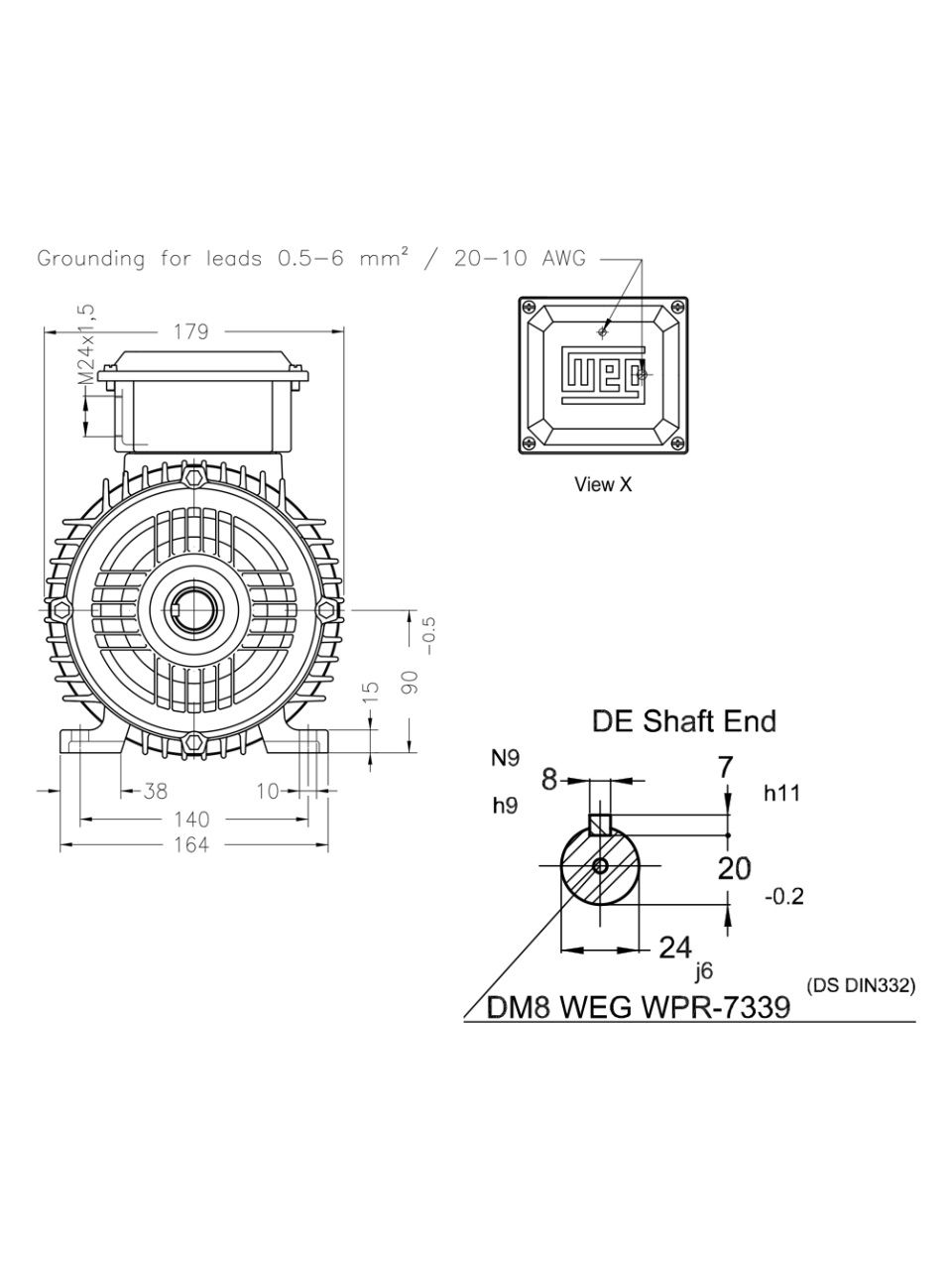 Асинхронный электродвигатель WEG 16803816 AM W20 -90S 1.5 кВт 2P B3T 220-460 В 50 Гц