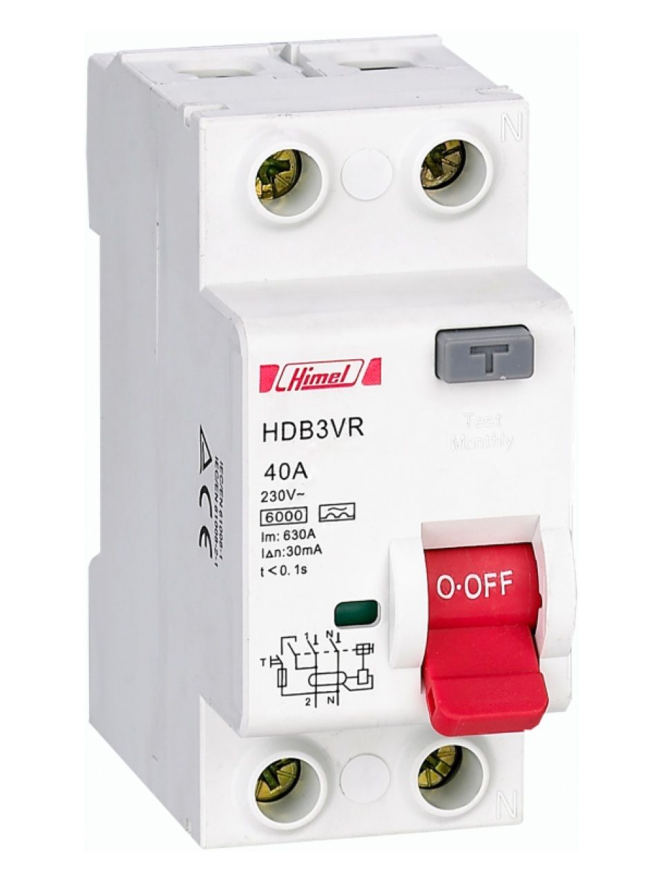 ВДТ Himel HDB3VR 2Р 25А 30мА тип AC 6кА