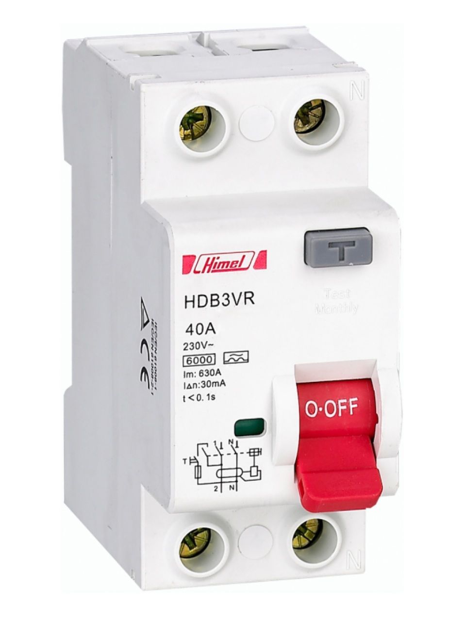 ВДТ Himel HDB3VR 2Р 40А 30мА тип AC 6кА