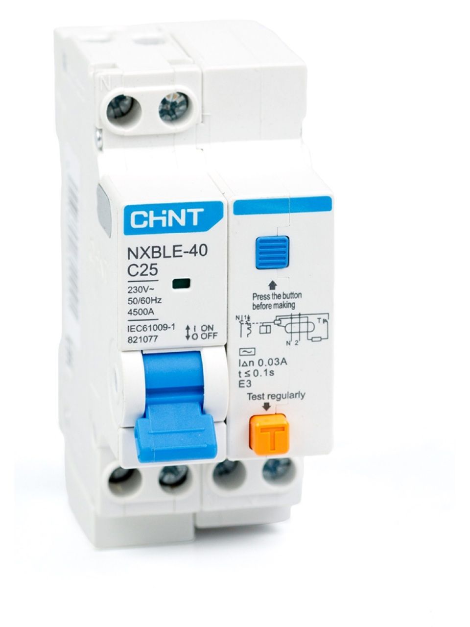 Дифференциальный автомат CHINT NXBLE-40 1P+N 25А C 30mA эектронный тип AC 4,5kA