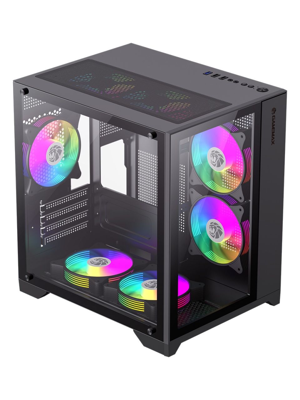 Компьютерный корпус Gamemax Infinity Mini 7 ARGB Fans + Controller Black без Б/П