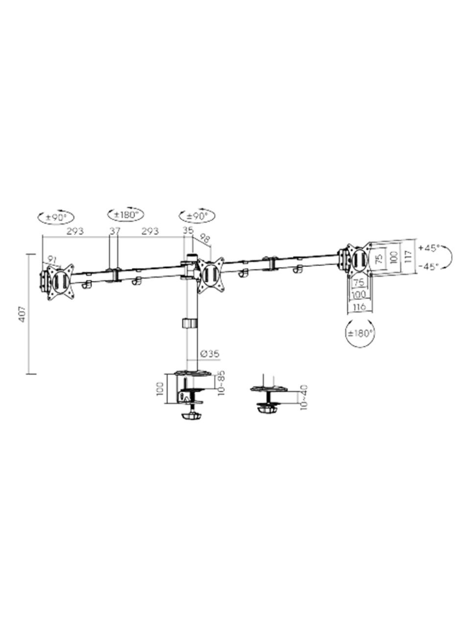 Настольный кронштейн XG MG-1727T для 3-х мониторов (17"-27")