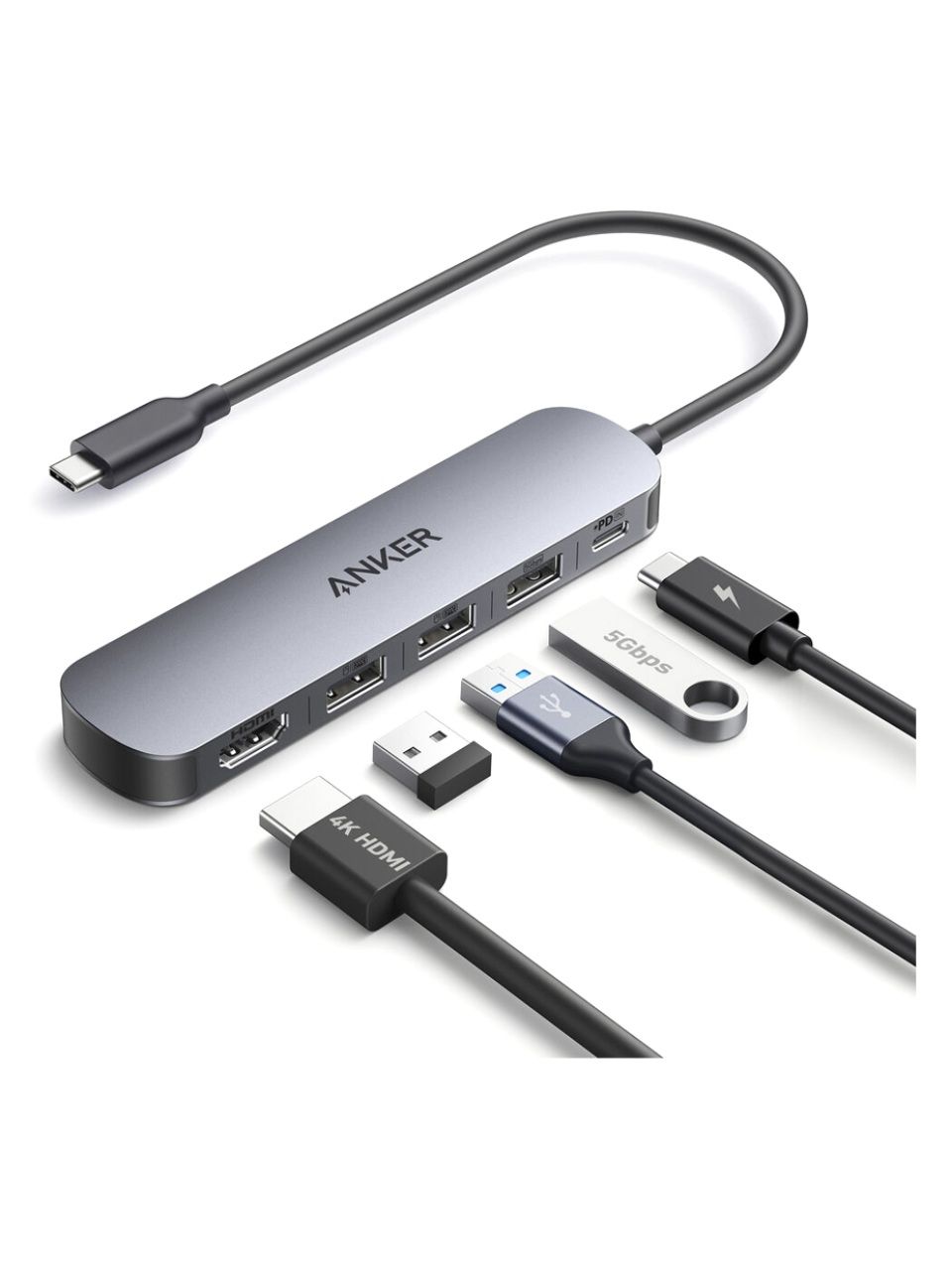 Концентратор Anker USB-C (5-in-1, 4K HDMI) (A8357HA0) Серый