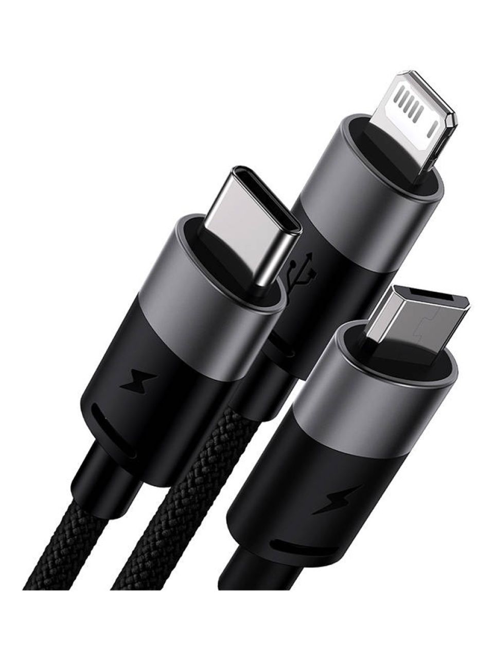 Интерфейсный кабель Baseus StarSpeed 1-for-3 USB to M+L+C 3.5A 1.2m Black (CAXS000001)