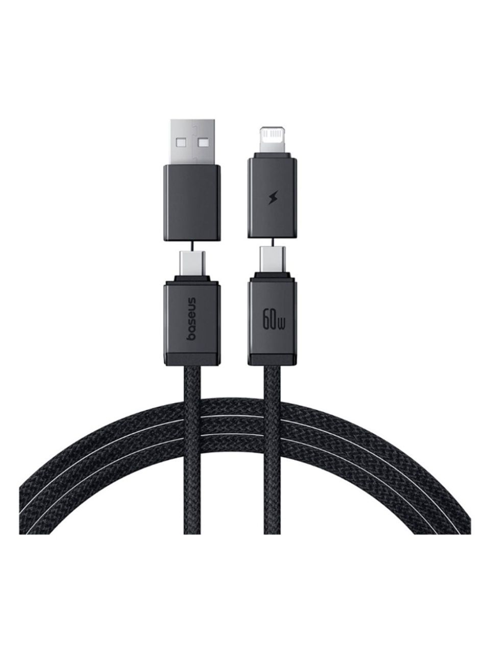 Интерфейсный кабель Baseus Versatile U+C to C+L 60W 1m White (P10383000211-00)
