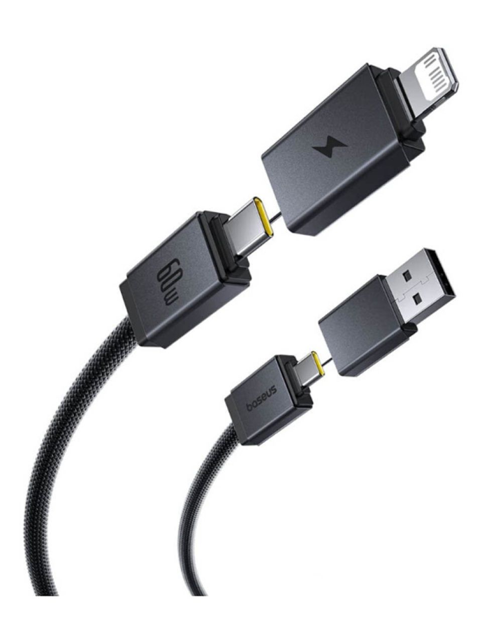 Интерфейсный кабель Baseus Versatile U+C to C+L 60W 1m White (P10383000211-00)