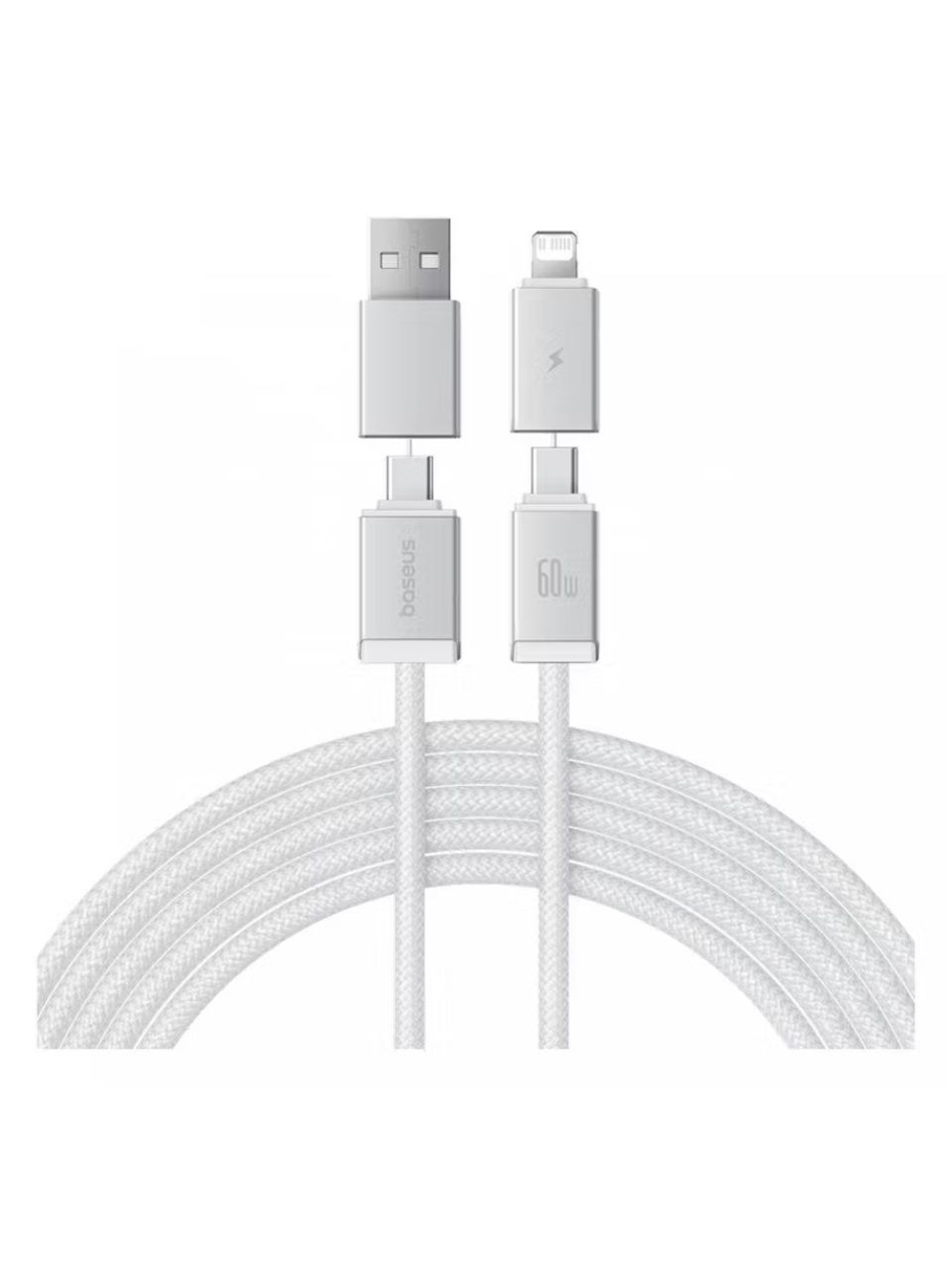 Интерфейсный кабель Baseus Versatile U+C to C+L 60W 2m White (P10383000211-01)
