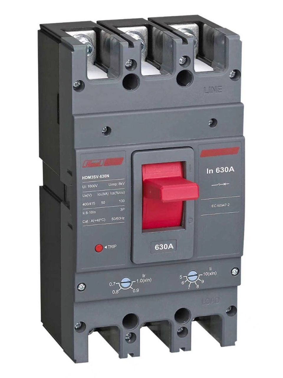Автоматический выключатель Himel HDM3SV-630N 3P 630A 50kA с регулировкой