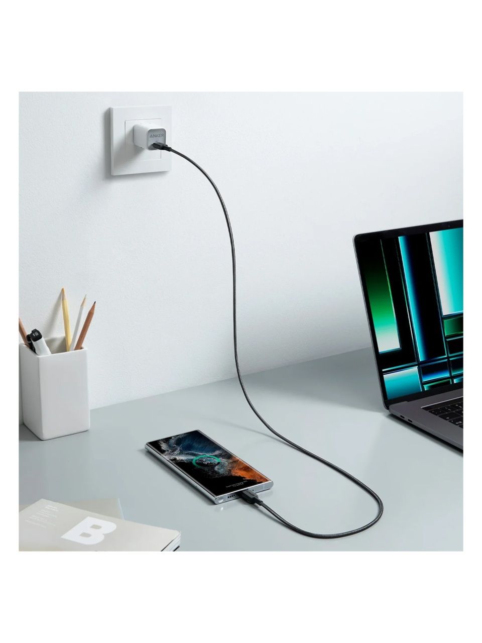 Интерфейсный кабель Anker 322 USB-C to USB-C Cable 1М (A81H5G11) Черный