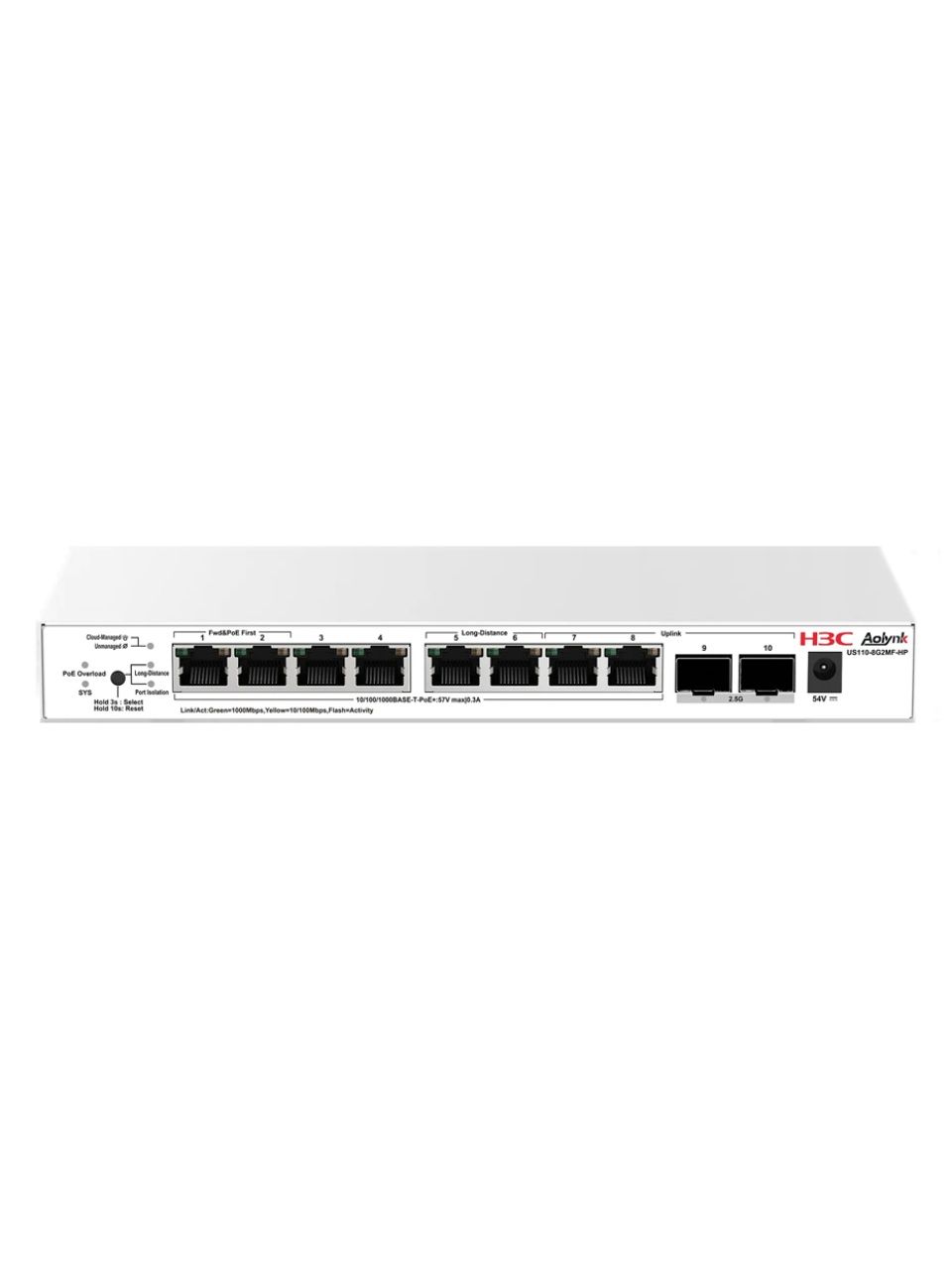 Коммутатор H3C Aolynk US110-8G2MF-HP