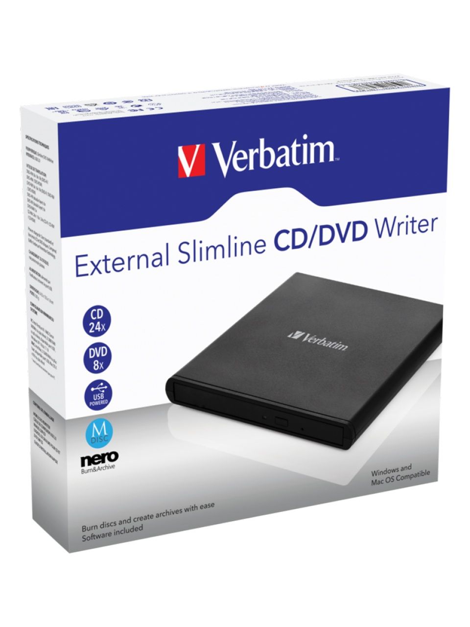 Внешний привод Verbatim CD/DVD 98938 Slim USB Чёрный