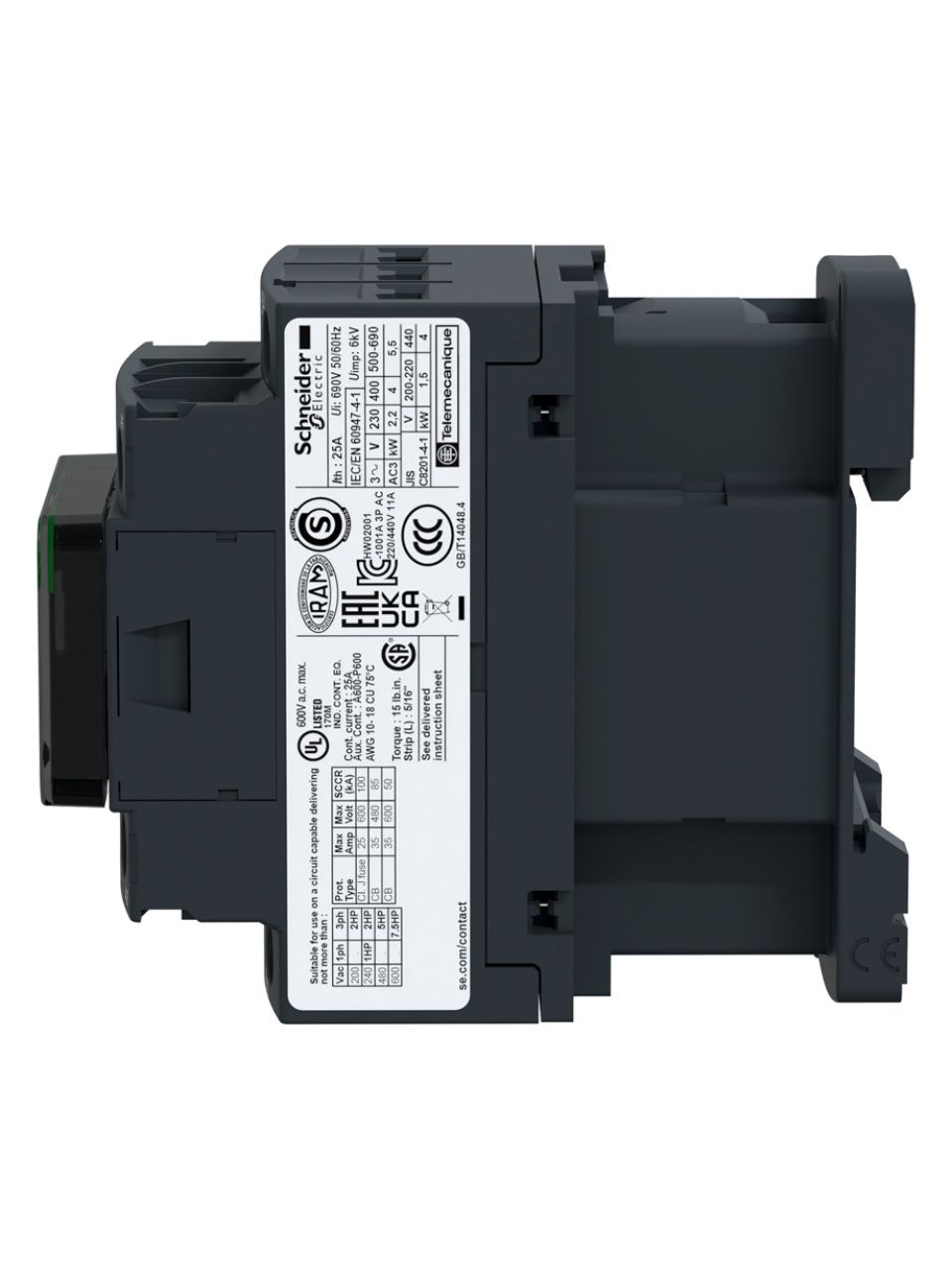 Контактор SE LC1D09BD 3Р 9А НО+НЗ 24В DС винт.зажим