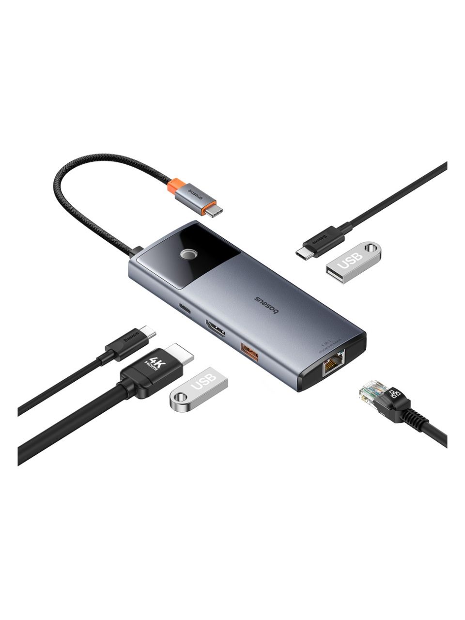 Док-станция Baseus Metal Gleam Series II 6-in-1 Grey (B00061802813-00)