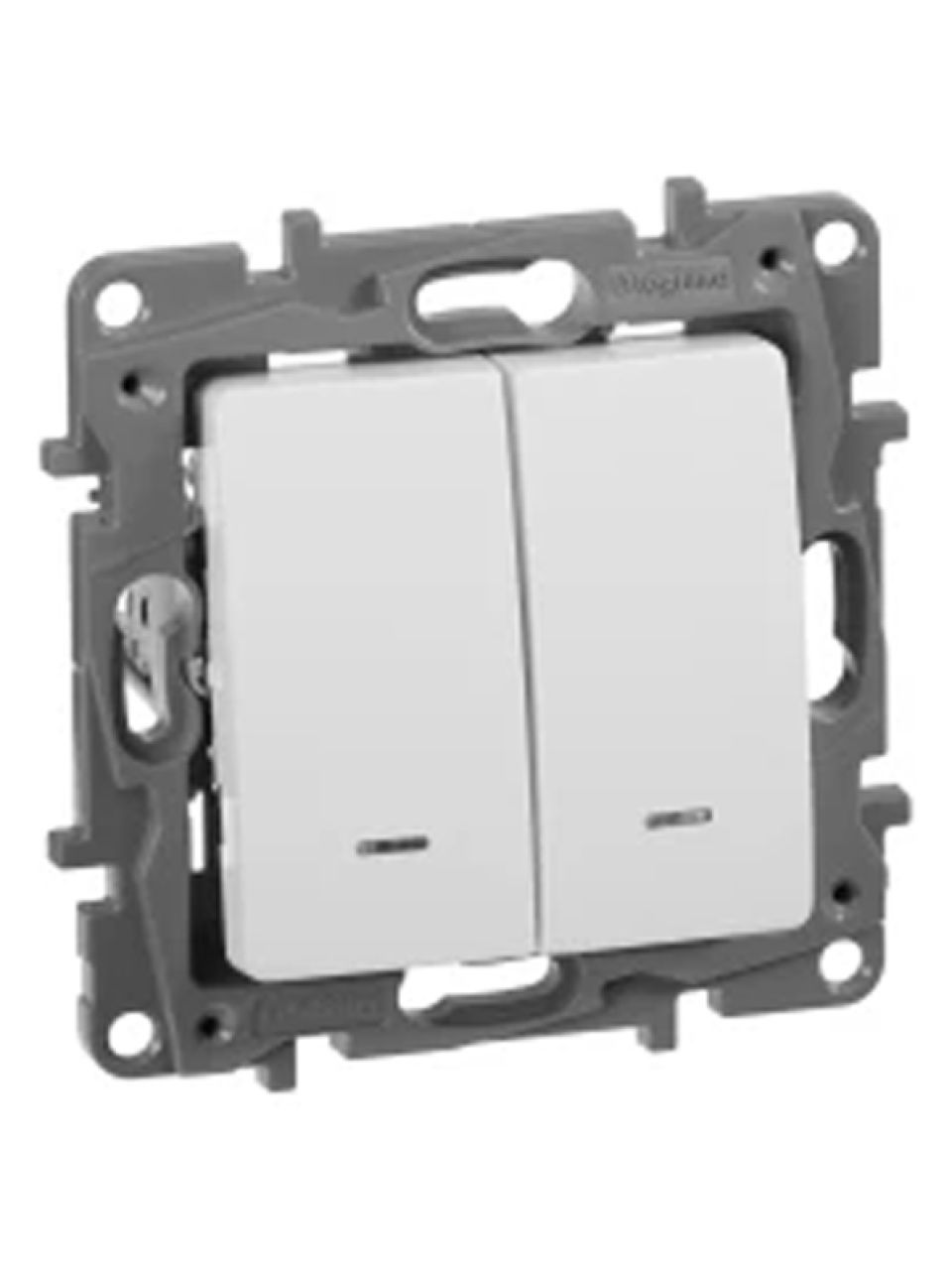 Выключатель двухклавишный с подсветкой Legrand Etika 10 A 250 В белый