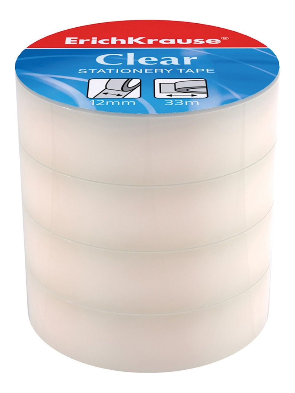 Пакет клейких лент ErichKrause® Clear, 18ммх33м (4 ленты)