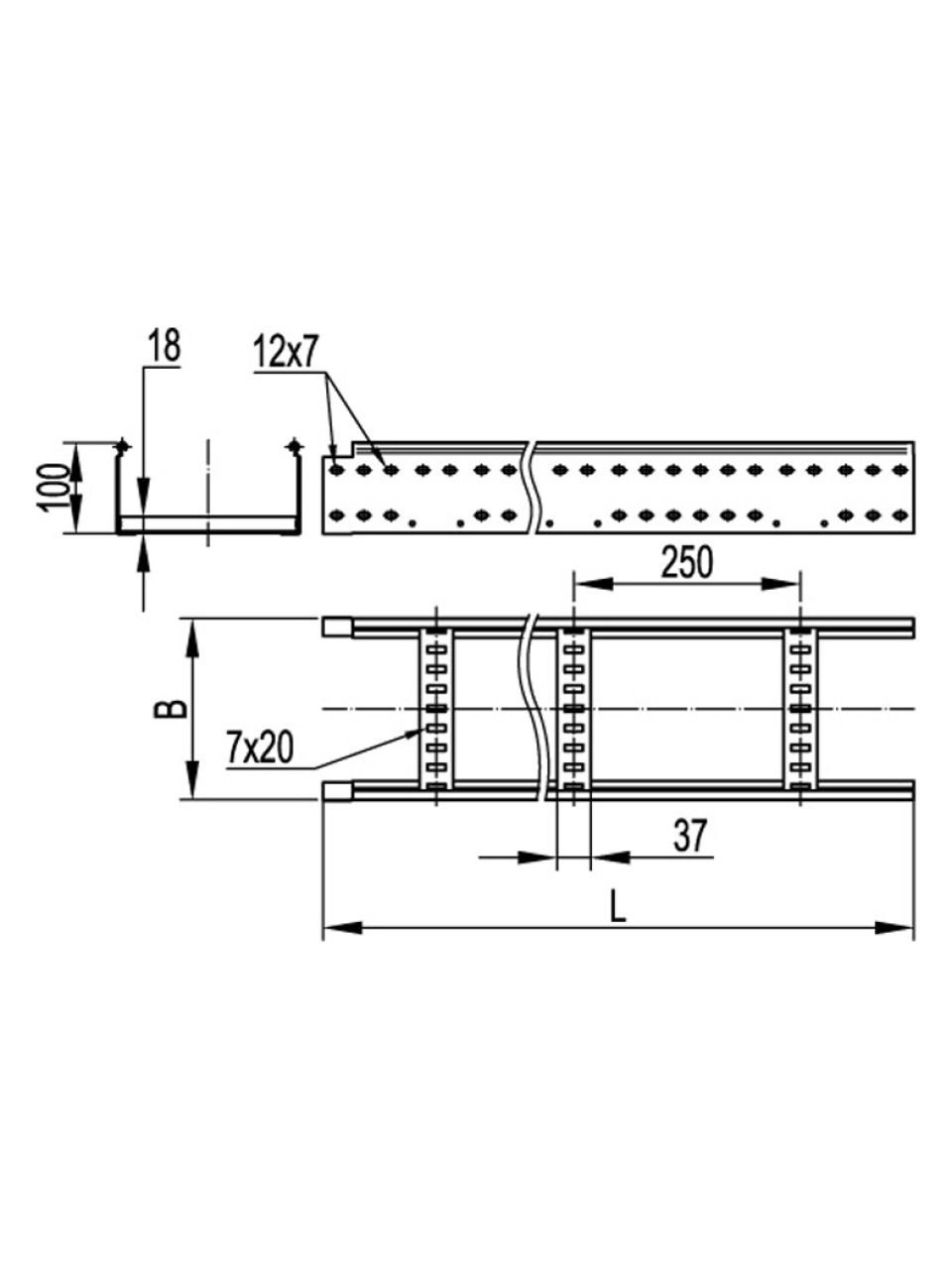Лоток лестничный 50х200 DKC LL5020 L3000
