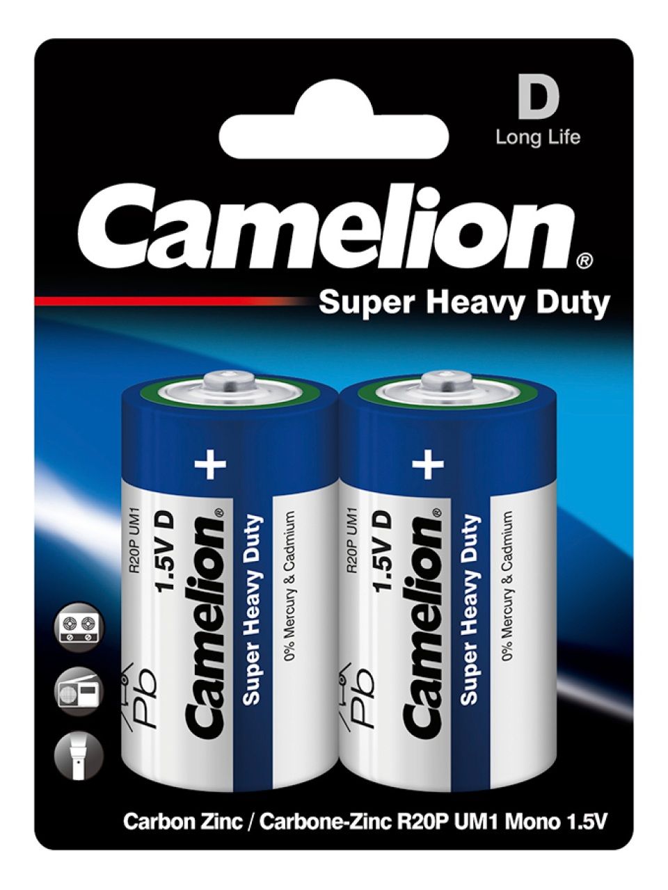 Батарейка CAMELION Super Heavy Duty R20P-BP2B 2 шт. в блистере
